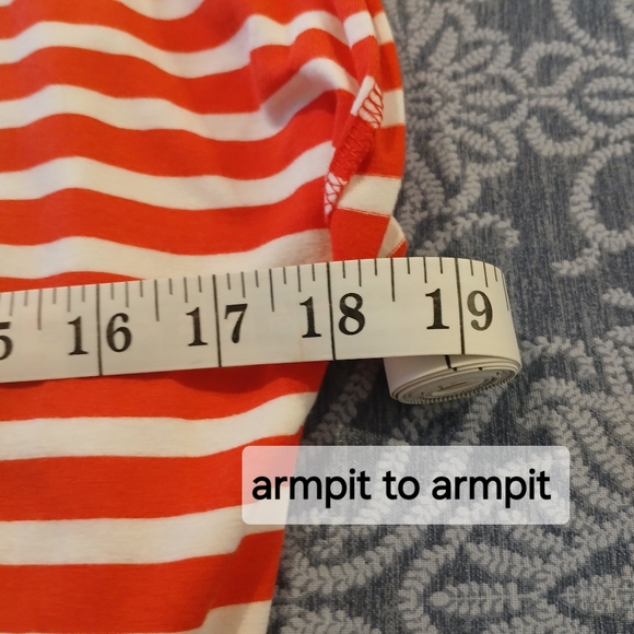 Talbots Women's Reddish Orange And White Striped T Shirt Dress With Belt Size LP - Picture 6 of 10